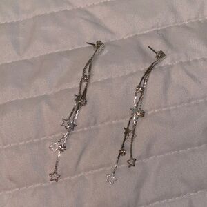 Silvertone Star Dangle Earrings